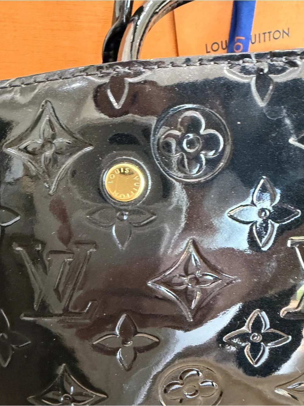 Louis Vuitton Montaine BB Monagram Vernis Black Patent Leather Bag